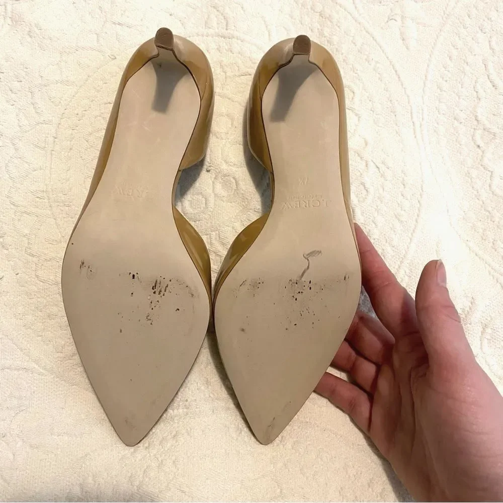 J. Crew size 7.5 Neutral Beige Pointed Toe Patent Leather Pumps Heels